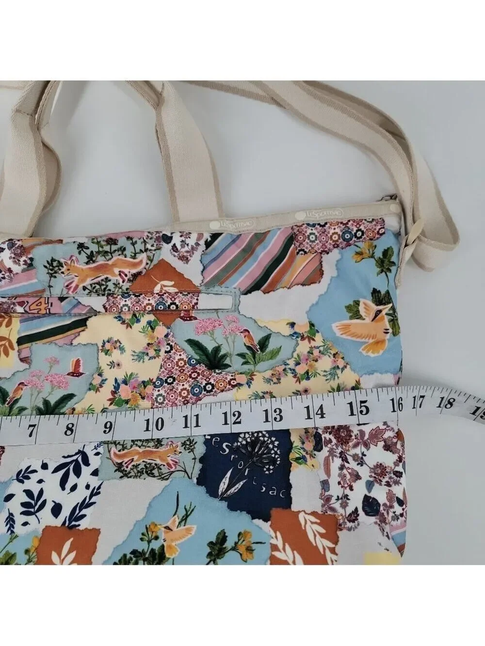 LeSportsac Easy Carry Tote 74 Collage Patchwork Bird Floral Travel Bag